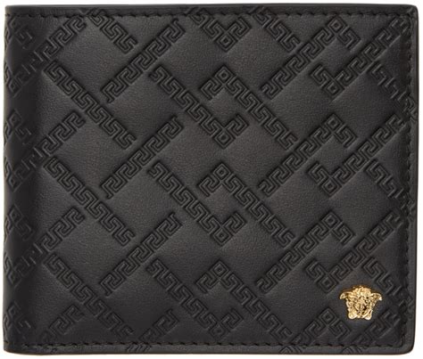 versace black greek key wallet|versace leather wallet men.